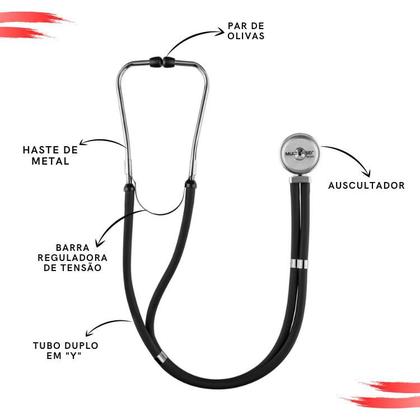 Imagem de Kit Aparelho Pressao Esfigmo Aneroide Estetoscopio Multilaser Incoterm