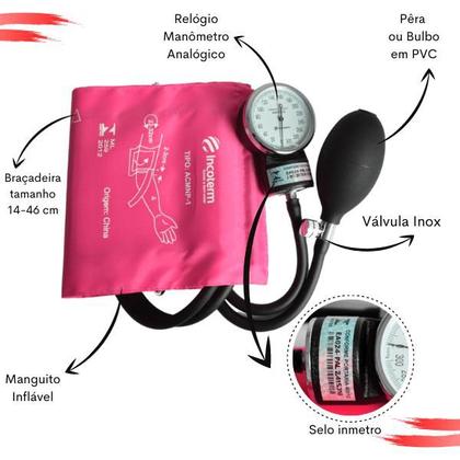 Imagem de Kit Aparelho Pressao Esfigmo Aneroide Estetoscopio Multilaser Incoterm
