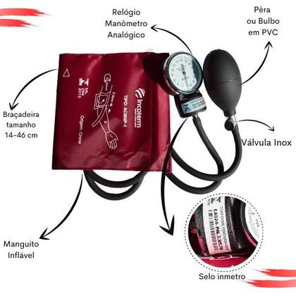 Imagem de Kit Aparelho Pressao Esfigmo Aneroide Estetoscopio Multilaser Incoterm