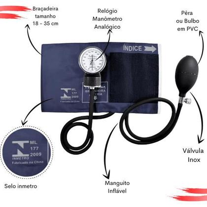 Imagem de Kit Aparelho Pressao Esfigmo Aneroide Estetoscopio Multilaser Premium