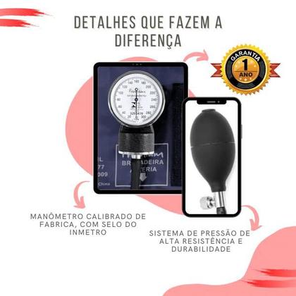 Imagem de Kit Aparelho Pressao Esfigmo Aneroide Estetoscopio Multilaser Premium