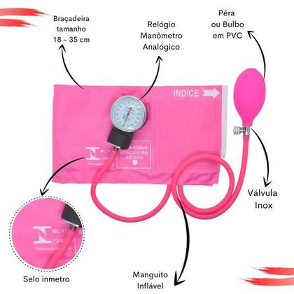 Imagem de Kit Aparelho Pressao Esfigmo Aneroide Estetoscopio Multilaser Premium