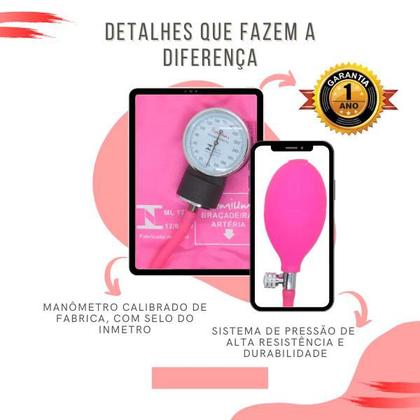 Imagem de Kit Aparelho Pressao Esfigmo Aneroide Estetoscopio Multilaser Premium