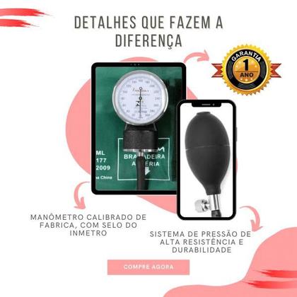 Imagem de Kit Aparelho Pressao Esfigmo Aneroide Estetoscopio Multilaser Premium