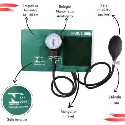 Imagem de Kit Aparelho Pressao Esfigmo Aneroide Estetoscopio Multilaser Premium