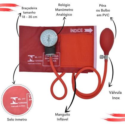 Imagem de Kit Aparelho Pressao Esfigmo Aneroide Estetoscopio Multilaser Premium