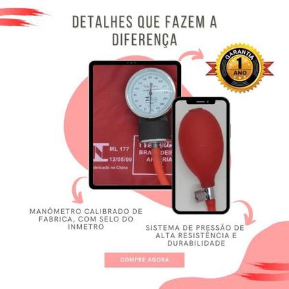 Imagem de Kit Aparelho Pressao Esfigmo Aneroide Estetoscopio Multilaser Premium