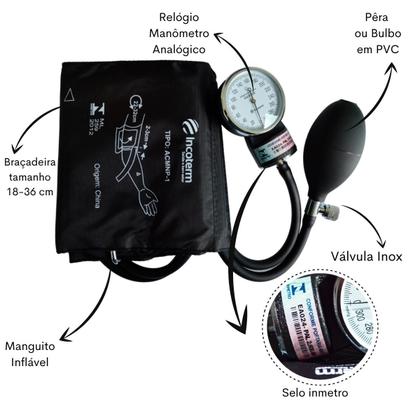 Imagem de Kit Aparelho Pressao Esfigmomanometro Estetoscopio Rappaport Termometro