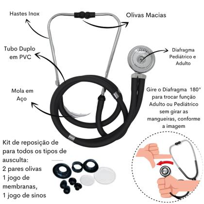 Imagem de Kit Aparelho Pressao Esfigmomanometro Estetoscopio Rappaport Termometro