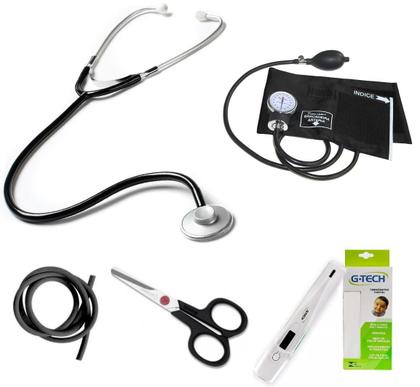 Imagem de Kit Aparelho Pressão Esteto Esfigmomanômetro Premium G-tech