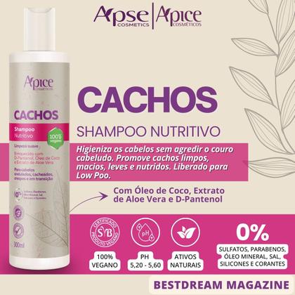 Imagem de Kit Apice Cachos Shampoo Condicionador Mousse Gelatina Tratamento Capilar Cacheado Apse Vegano