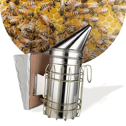 Imagem de Kit Apicultura Fumegador Galvanizado + Garfo Inox 21 Pin