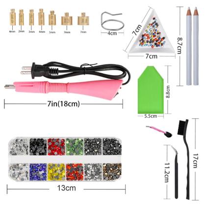 Imagem de Kit Aplicador De Strass + Estojo Com Strass Colorido Termocolante - Hotfix