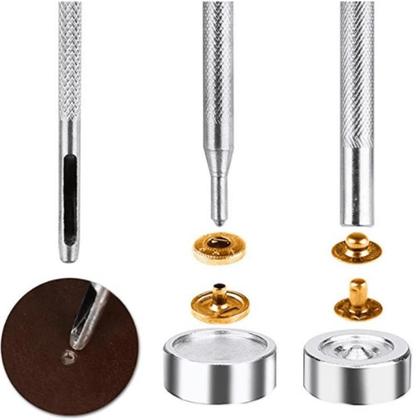 Imagem de Kit Aplicador Manual + Estojo Com 120 Botões Pressao Metal