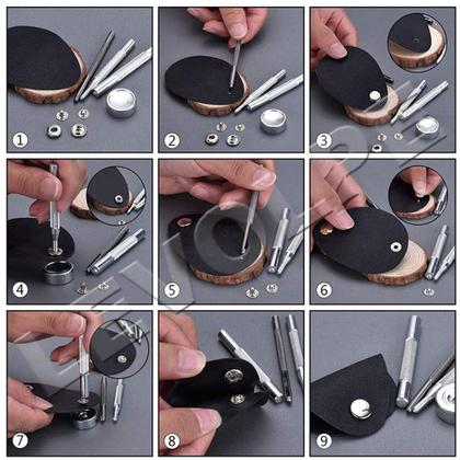 Imagem de Kit Aplicador Manual + Estojo Com 120 Botões Pressão Metal