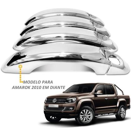 Imagem de Kit Aplique Capa Cromada Retrovisor Maçanetas Vw Amarok 2014