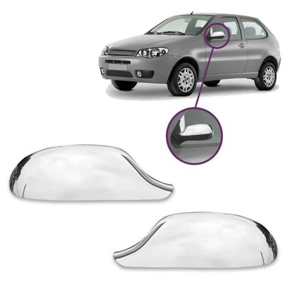 Imagem de Kit Aplique Cromado Capa Retrovisor Palio Siena Strada G3 2004 2005 2006 2007 2008 2009 2010 2011