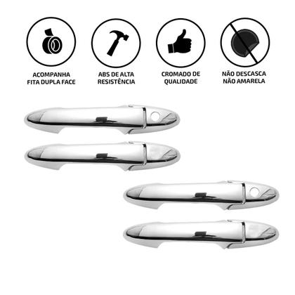 Imagem de Kit Aplique Cromado de Maçaneta City 2009 2010 2011 2012 2013 2014 Com Furo