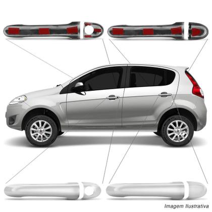Imagem de Kit Aplique Cromado Maçaneta Palio Siena Strada 2005 a 2016 Encaixe Sob Medida - Serauto