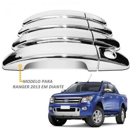 Imagem de Kit Aplique Cromado Maçaneta Retrovisor Traseira Ranger 2013
