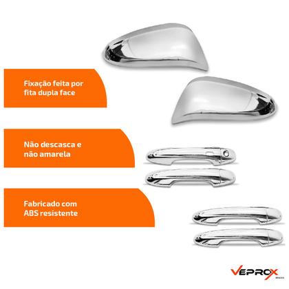 Imagem de Kit Aplique Cromado Retrovisor + Maçaneta 1 Keyless Hilux Sw4