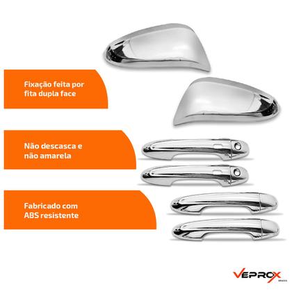 Imagem de Kit Aplique Cromado Retrovisor Maçaneta 2 Keyless Hilux Sw4