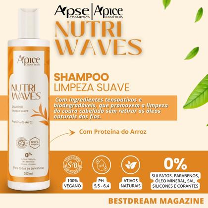 Imagem de Kit Apse Apice Nutri Waves 4 Produtos Tratamento Completo Acidificante Capilar Com Creme De Pentear