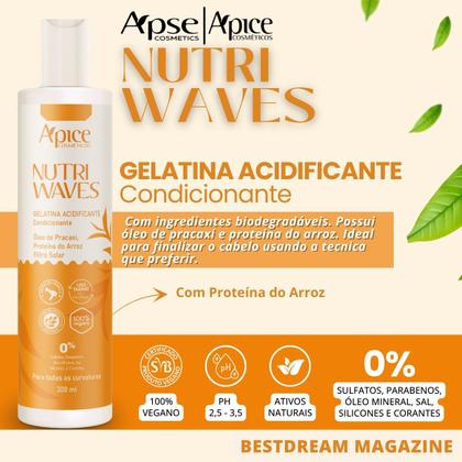 Imagem de Kit Apse Apice Nutri Waves Shampoo Condicionador E Gelatina Acidificante Capilar Vegano Curvaturas