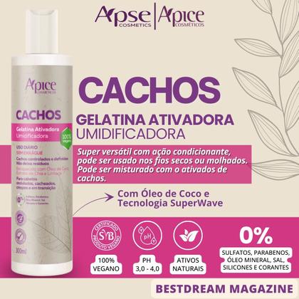Imagem de Kit Apse Cachos Completo 6 Produtos Com Mousse E Ativador Tratamento Capilar Cacheado Vegano