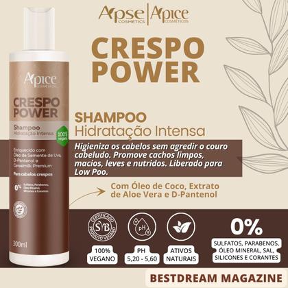 Imagem de Kit Apse Crespo Power Shampoo Condicionador Mascara Gelatina Ativadora Completo Vegano