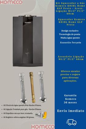 Imagem de Kit Aquecedor Komeco KO16BK 16L GLP + Acess. Ligação