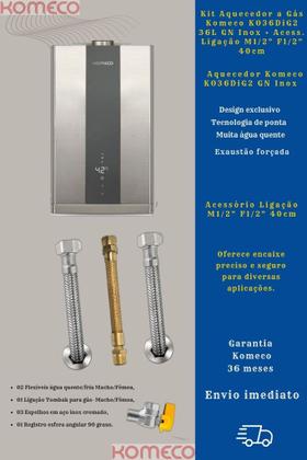 Imagem de Kit Aquecedor Komeco KO36DIG2 36L GN + Acess. Ligação