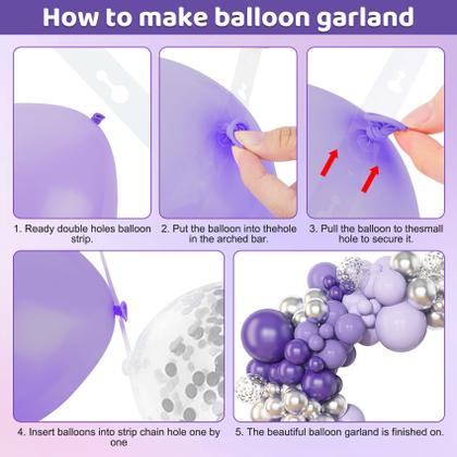 Imagem de Kit Arco de Balões Amandir Purple - 153 Unidades (18, 12, 10 e 5 Polegadas)