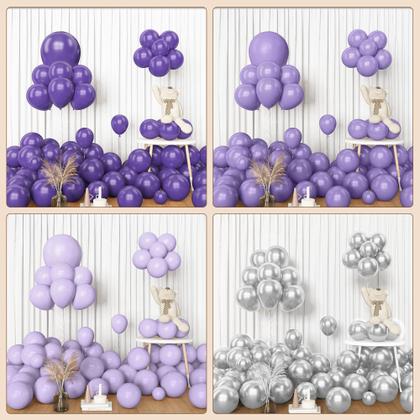 Imagem de Kit Arco de Balões Amandir Purple - 153 Unidades (18, 12, 10 e 5 Polegadas)