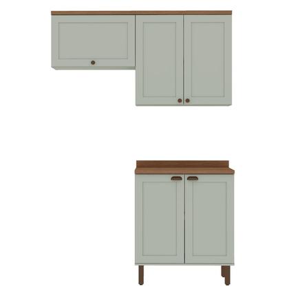Imagem de Kit Área de Serviço com 3 Módulos com Portas Provençais para Lavanderia 100% MDF Verde/Mint