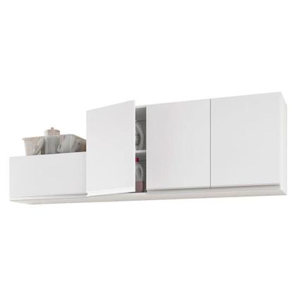 Imagem de Kit área De Serviço E Lavanderia Com 02 Armários Aéreo 120cm E 60cm 100% Mdf Branco - Abmaza