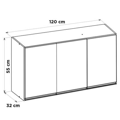 Imagem de Kit área De Serviço E Lavanderia Com 02 Armários Aéreo 120cm E 60cm 100% Mdf Branco - Abmaza