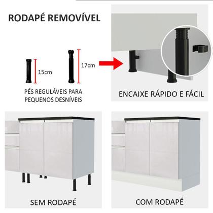 Imagem de Kit Área De Serviço Madesa Acordes 100% MDF com Armário, Balcão e Torre - Portas Branco Brilhante