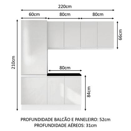 Imagem de Kit Área De Serviço Madesa Acordes 100% MDF com Armário, Balcão e Torre - Portas Branco Brilhante