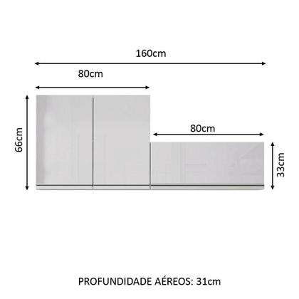 Imagem de Kit Área De Serviço Madesa Acordes Glamy 100% MDF com 2 Armários Aéreos
