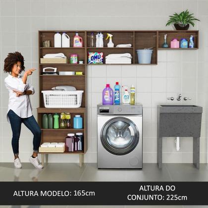 Imagem de Kit Área Serviço Lavanderia 235cm Rustic/Preto Gourmet
