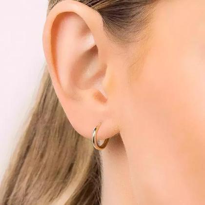 Imagem de Kit Argolas Rommanel Lisas Banhadas a Ouro 18K Ideal Para Combinações No Primeiro e Segundo Furo