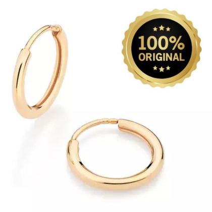 Imagem de Kit Argolas Rommanel Lisas Banhadas a Ouro 18K Ideal Para Combinações No Primeiro e Segundo Furo