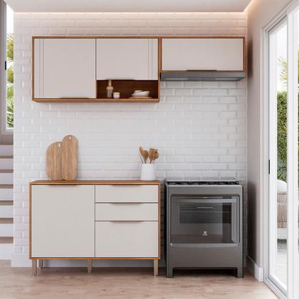 Imagem de Kit Armário Aéreo Cozinha Compacta Áurea 200cm e Balcão