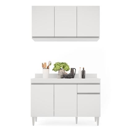 Imagem de Kit Armário Aéreo e Balcão de Cozinha Lavanderia Lucy com Tampo 120 cm - D'Rossi