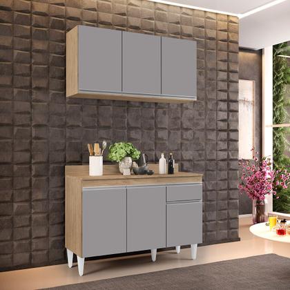 Imagem de Kit Armário Aéreo e Balcão de Cozinha Lavanderia Lucy com Tampo 120 cm - D'Rossi