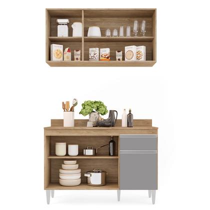 Imagem de Kit Armário Aéreo e Balcão de Cozinha Lavanderia Lucy com Tampo 120 cm - D'Rossi