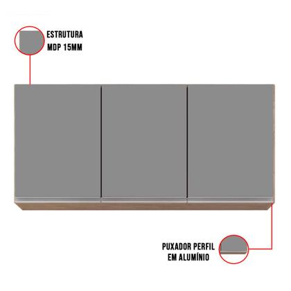 Imagem de Kit Armário Aéreo e Balcão de Cozinha Lavanderia Lucy com Tampo 120 cm - D'Rossi