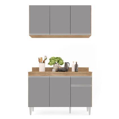 Imagem de Kit Armário Aéreo e Balcão de Cozinha Lavanderia Lucy com Tampo 120 cm - D'Rossi