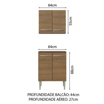 Imagem de Kit Armário de Cozinha 4 Portas com Armário Aéreo e Balcão Emilly Madesa